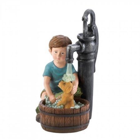 SUMMERFIELD TERRACE Boy & Dog Solar Garden Statue, Blue 10018958